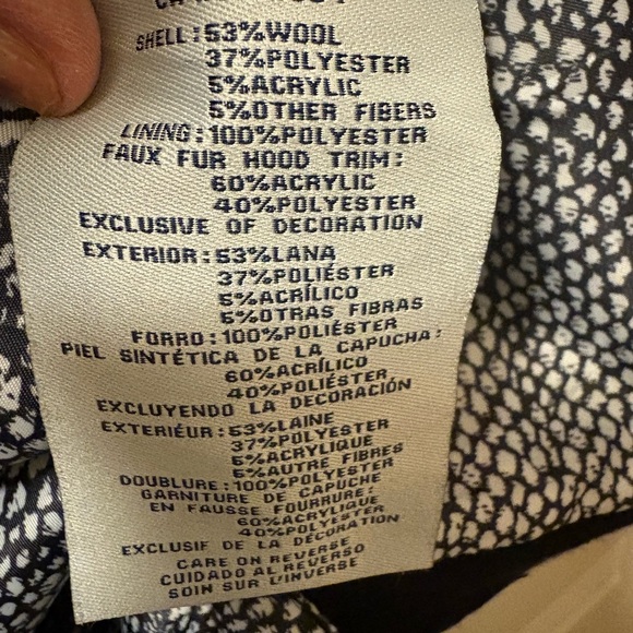 Cole Haan Signature Wool Blend Toggle Coat w/ Faux Fur Hood – Size 10 Black - Picture 3 of 14